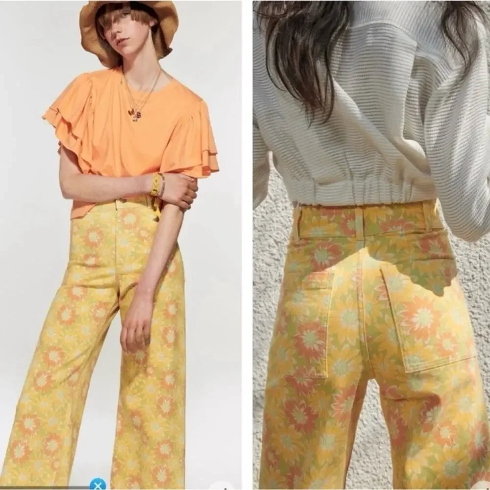 Zara marine straight leg flare daisy denim size 2 - Picture 2 of 4